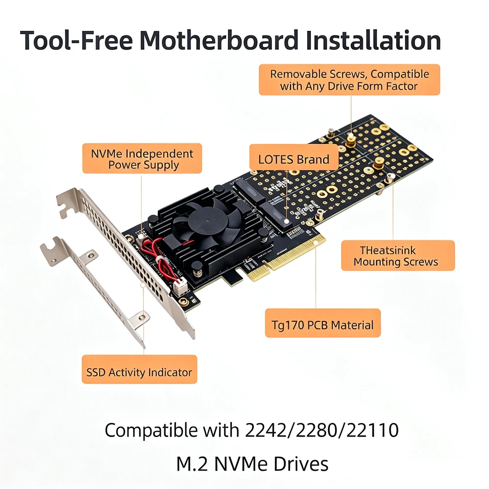 Carte d'extension PLX8747 Quad - Quad M.2 Nvme Pcie Bifurcation Card avis et prix